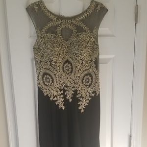 2017 Black and Gold Prom Dress